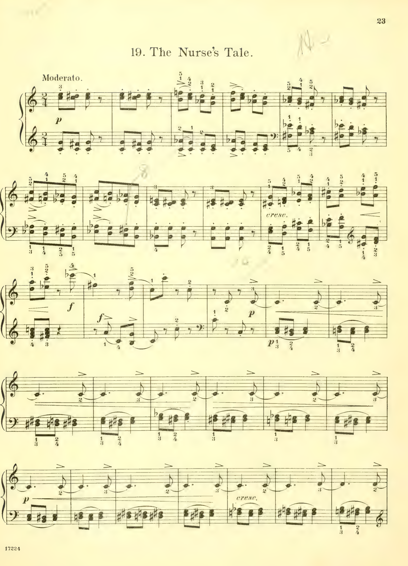 Страница нот: «Нянина сказка» Чайковского, издание Ширмера 1904 года